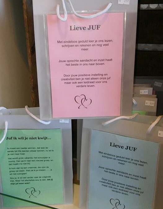 Tasjes…leuk om zelf te vullen…..